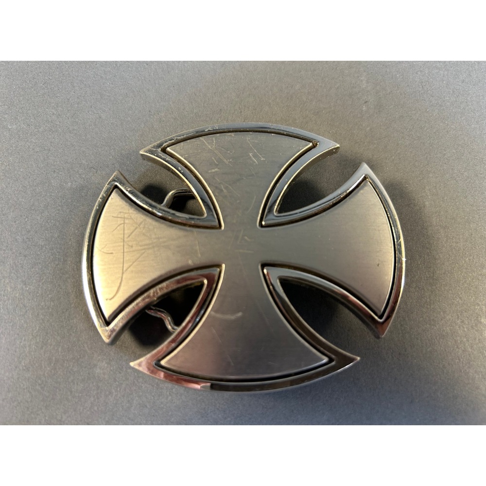 Silver Iron Cross Belt Buckle Maltese Biker Gothic Punk Metal Large‎ 3 Inch